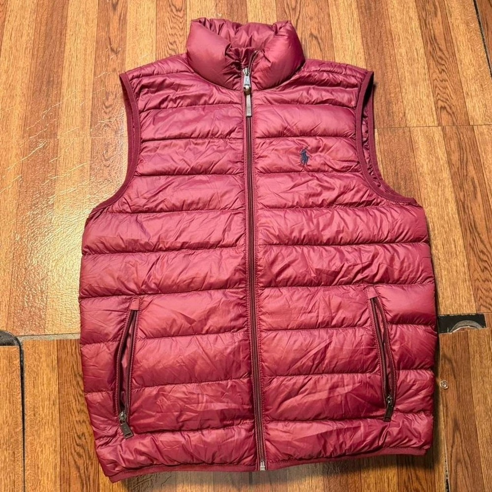 Polo Ralph Lauren Burgundy Pony Quilted Puff Gilet Vest Small